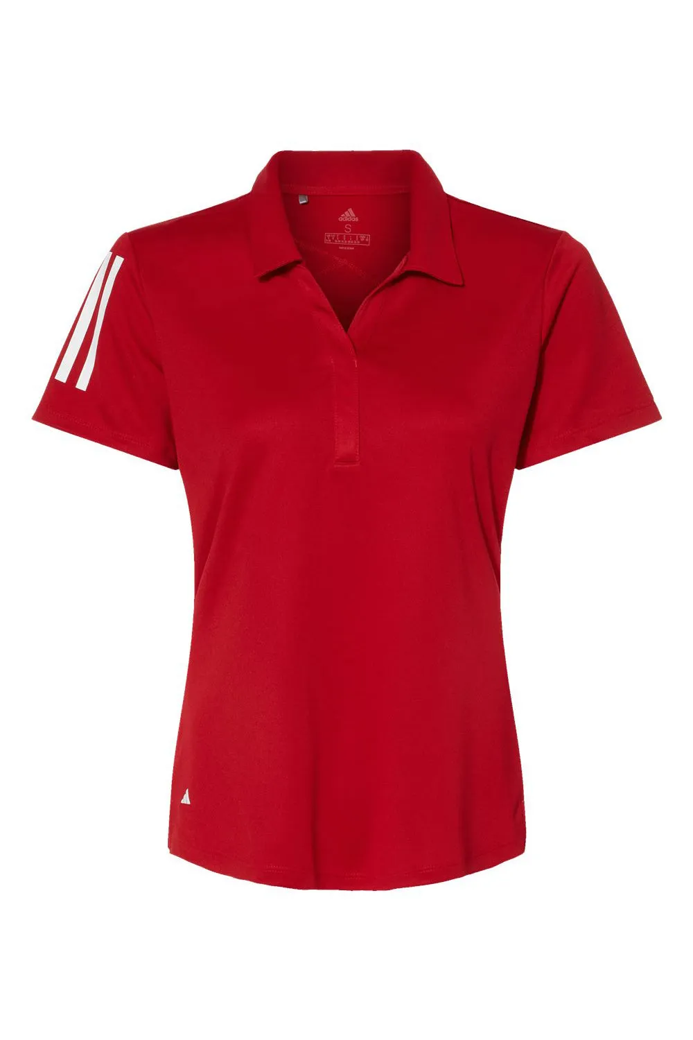 Adidas Womens Floating 3 UPF 50  Stripes Short Sleeve Polo Shirt - Team Power Red/White