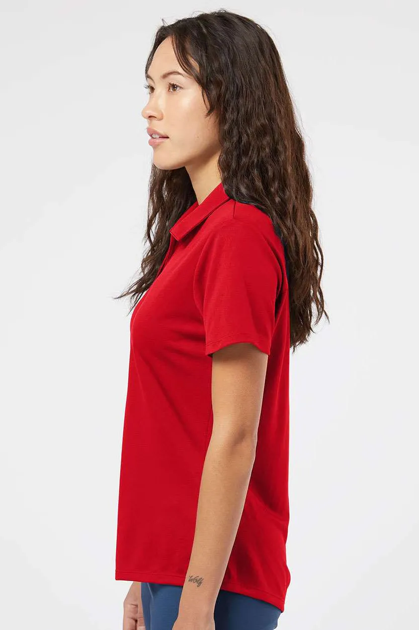 Adidas Womens Floating 3 UPF 50  Stripes Short Sleeve Polo Shirt - Team Power Red/White