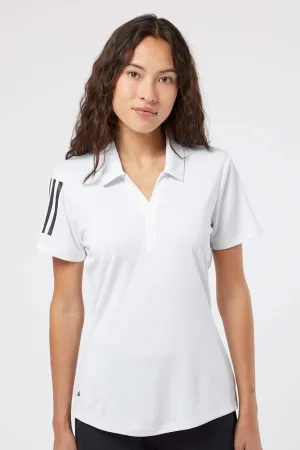 Adidas Womens Floating 3 UPF 50  Stripes Short Sleeve Polo Shirt - White/Black