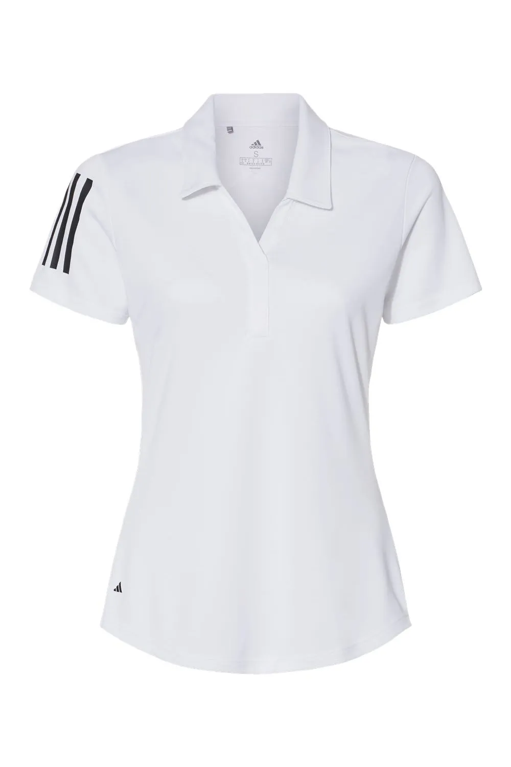 Adidas Womens Floating 3 UPF 50  Stripes Short Sleeve Polo Shirt - White/Black