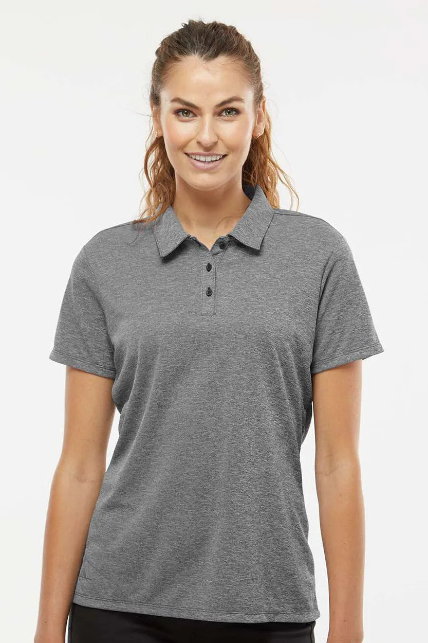 Adidas Womens Heathered Short Sleeve Polo Shirt - Black Melange