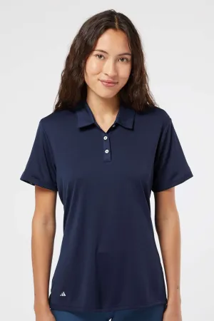 Adidas Womens Performance UPF 50  Short Sleeve Polo Shirt - Navy Blue