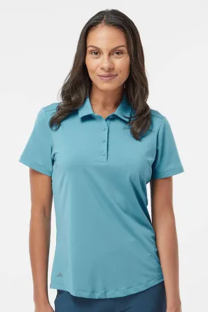 Adidas Womens Ultimate Moisture Wicking Short Sleeve Polo Shirt - Hazy Blue