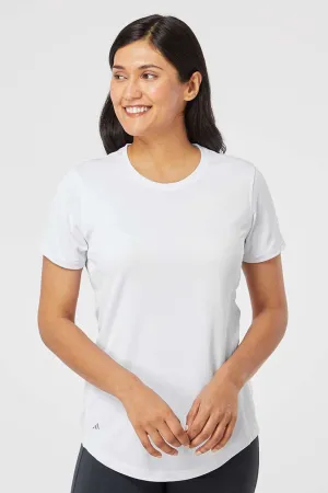 Adidas Womens UPF 50  Short Sleeve Crewneck T-Shirt - White