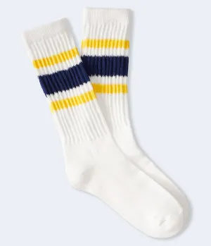 Aeropostale Womens' Varsity Stripe Slouchy Crew Socks -  Blue - Size One Size - Cotton - Teen Fashion & Clothing Navy Aeropostale
