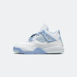 Air Jordan 4 Retro (PS) - White/Aluminum-Blue Tint-Oil Green Jordan Clothing