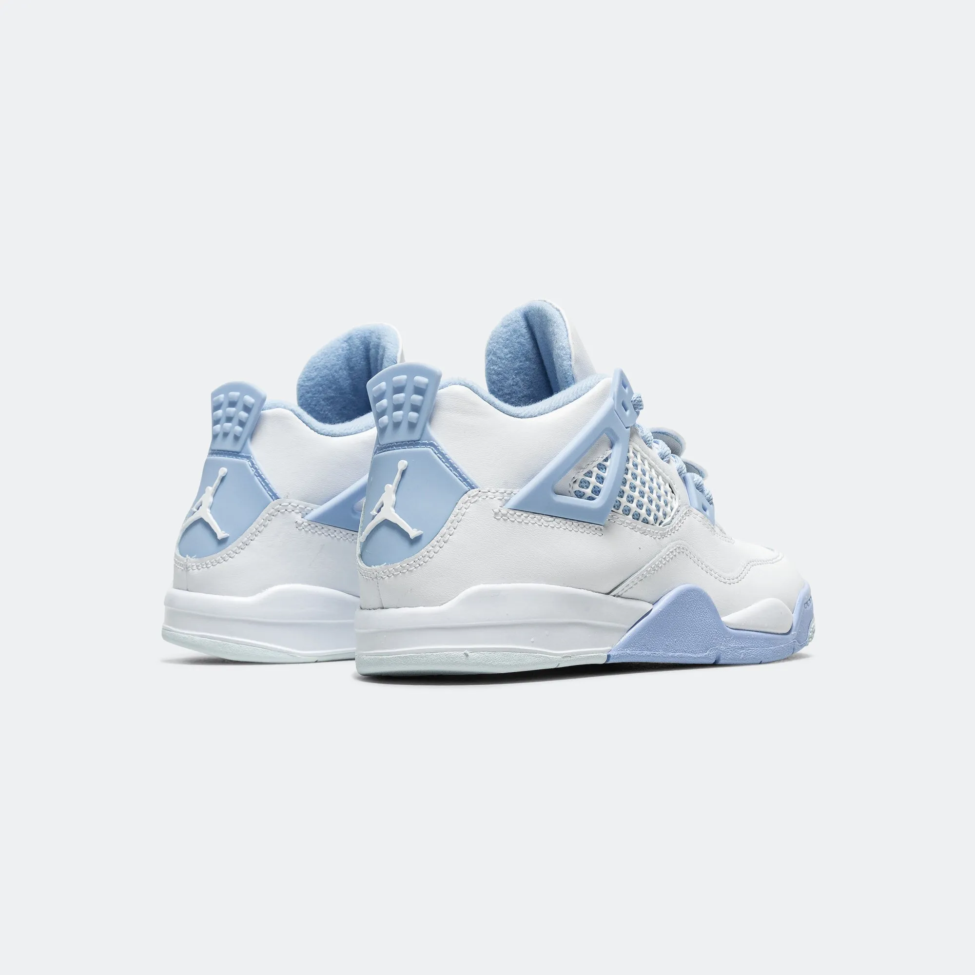 Air Jordan 4 Retro (PS) - White/Aluminum-Blue Tint-Oil Green Jordan Clothing