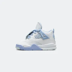 Air Jordan 4 Retro (TD) - White/Aluminum-Blue Tint-Oil Green Jordan Clothing