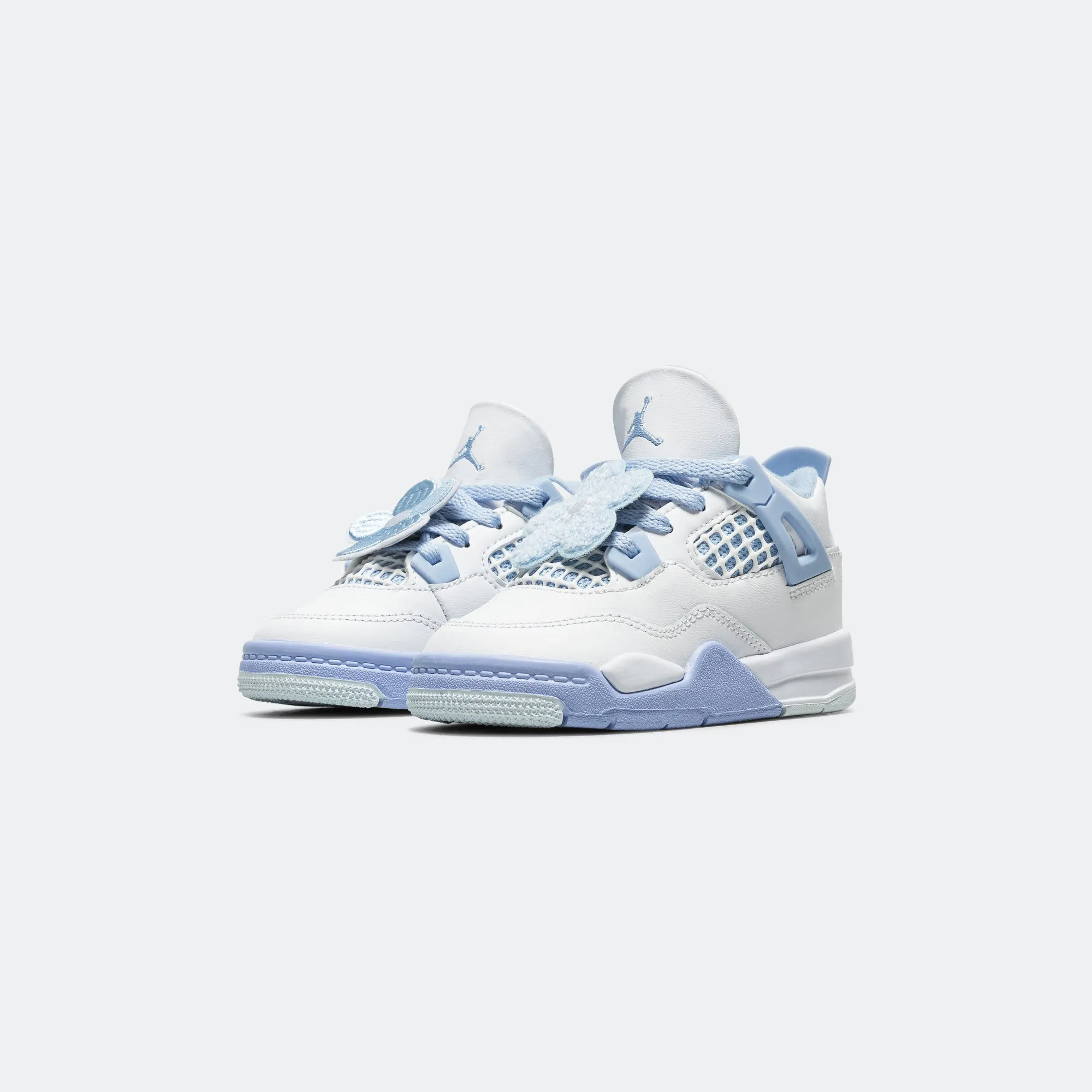 Air Jordan 4 Retro (TD) - White/Aluminum-Blue Tint-Oil Green Jordan Clothing