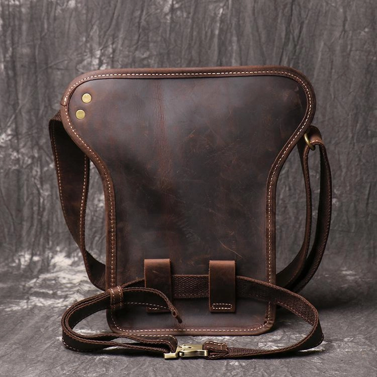 Brown MENS LEATHER FANNY PACK FOR MEN Coffee Drop Leg Bag BUMBAG WAIST BAGS
