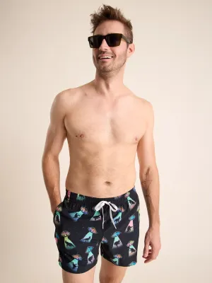 Chubbies 5.5-Inch The Beam Me Ups Swim Trunks - Black - Pattern Base (Plaids) Chubbies Clothing