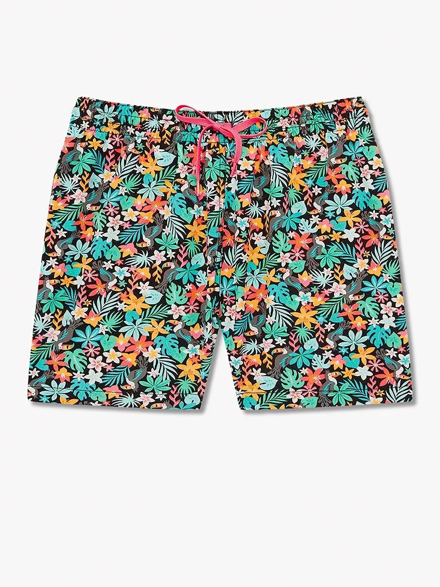 Chubbies 5.5-Inch The Bloomerangs Swim Trunks - Black Chubbies Clothing