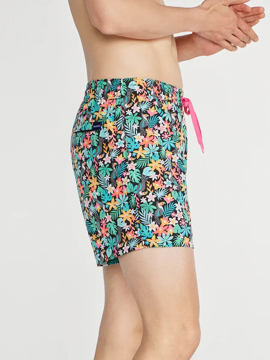 Chubbies 5.5-Inch The Bloomerangs Swim Trunks - Black Chubbies Clothing