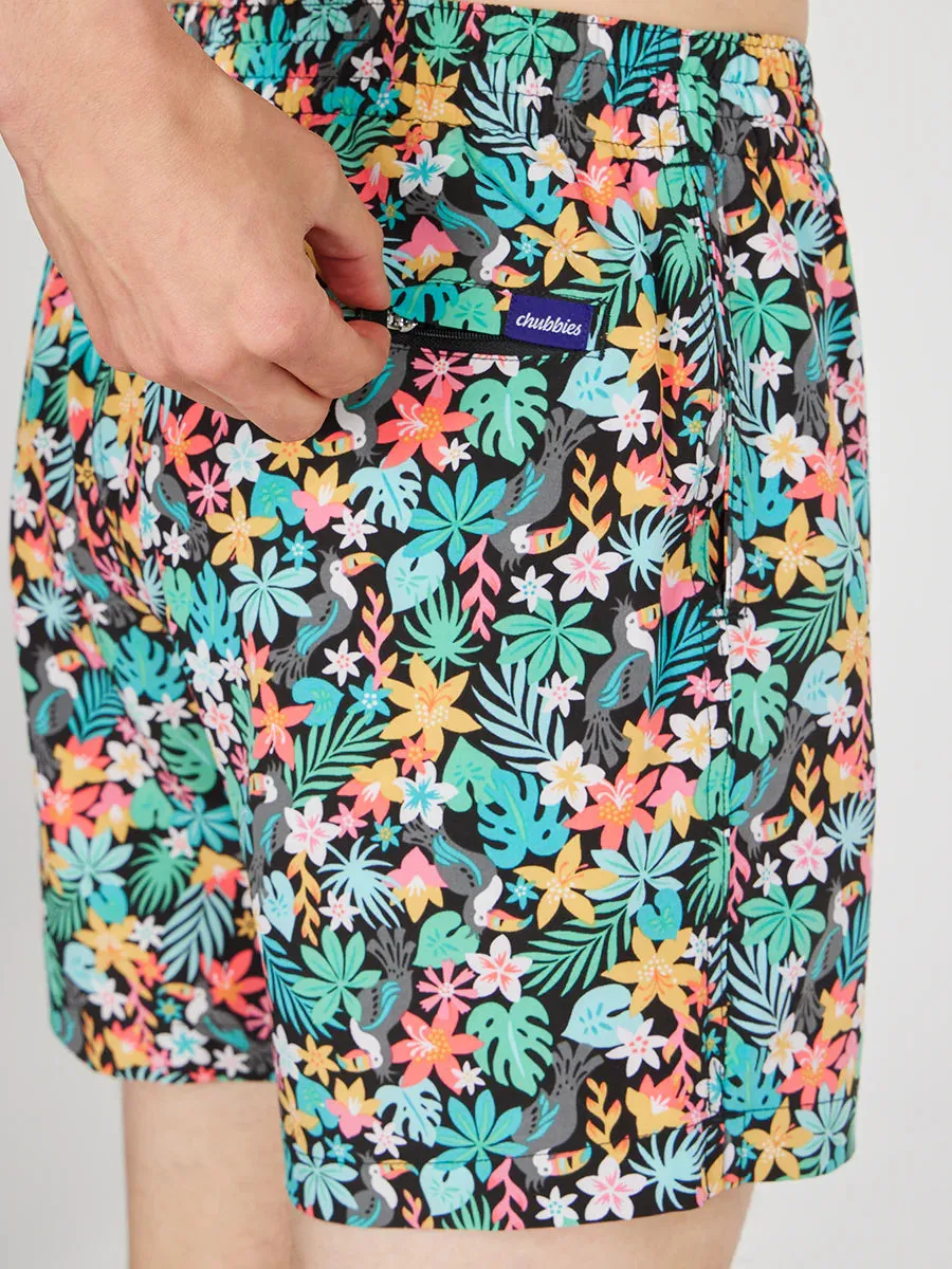 Chubbies 5.5-Inch The Bloomerangs Swim Trunks - Black Chubbies Clothing