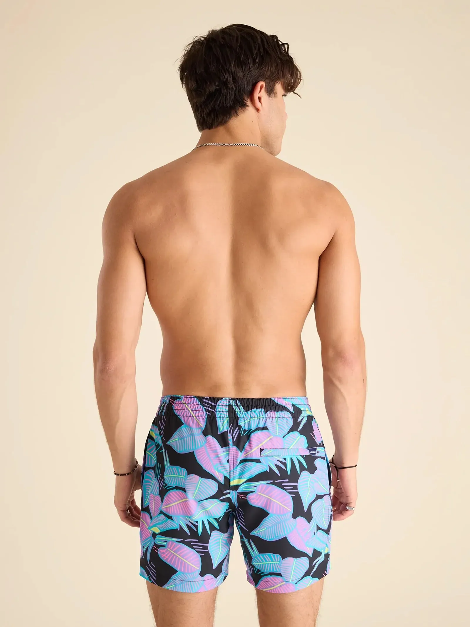 Chubbies 5.5-Inch The Fluorescent Funk Swim Trunks - Black Chubbies Clothing