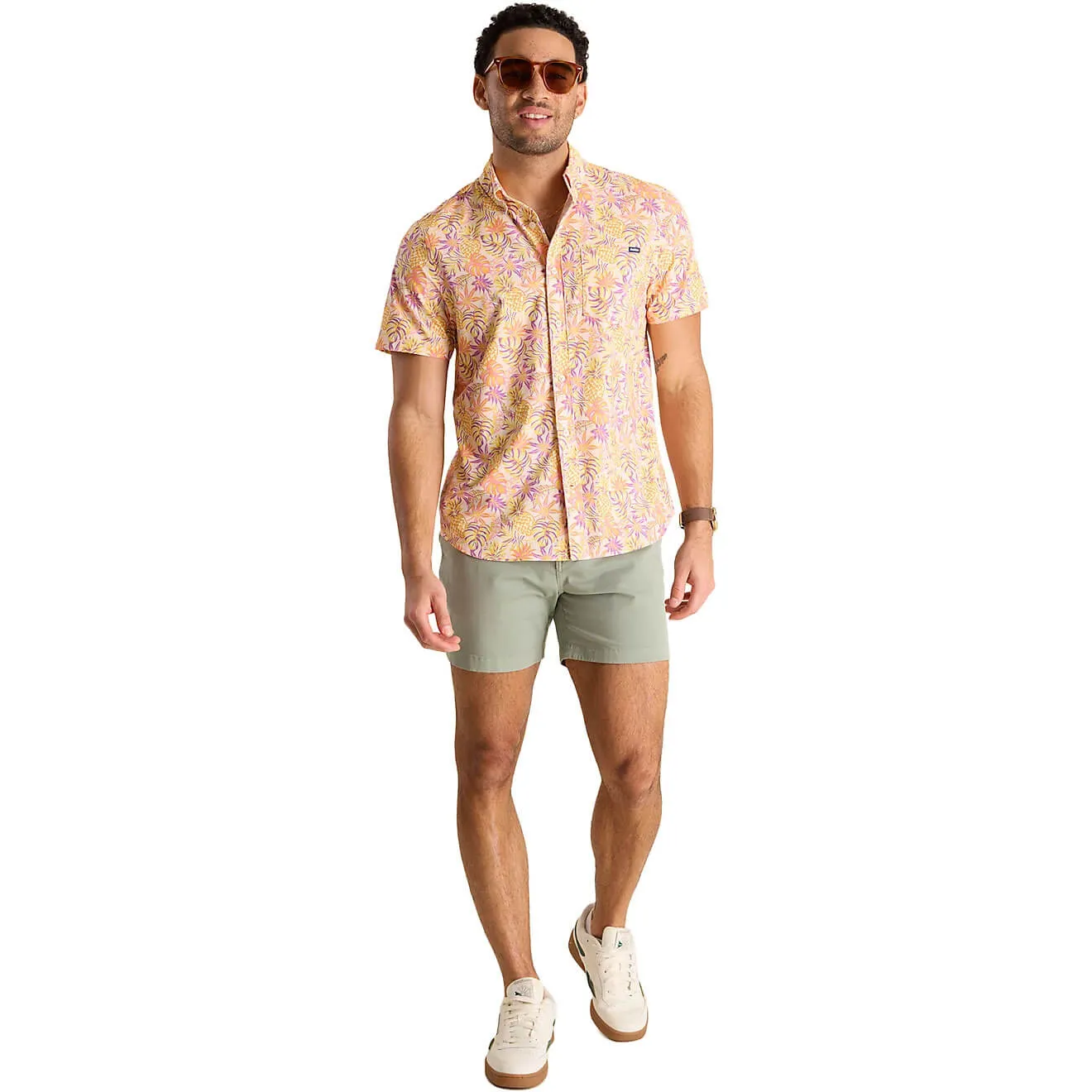 Chubbies The Fool Me Once Performance Short Sleeve Sport Shirt - Medium Orange Chubbies Clothing