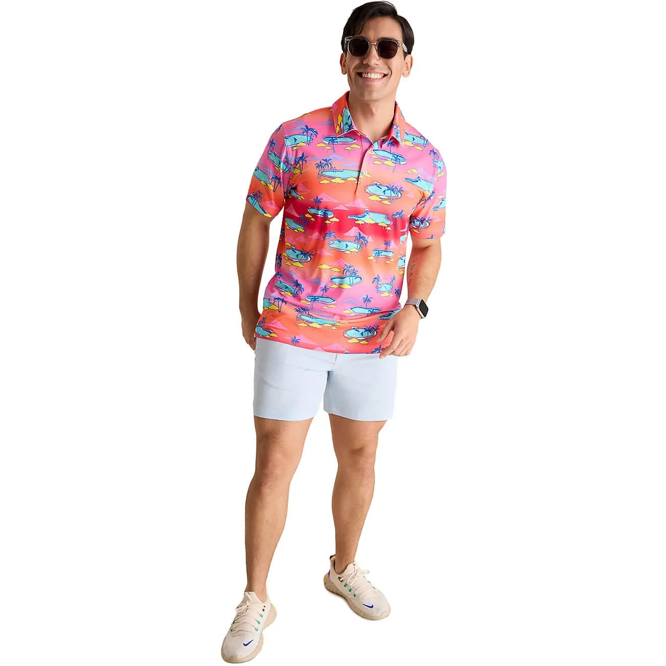 Chubbies The Offsite '24 Performance Polo Shirt - Bright Pink Chubbies Clothing
