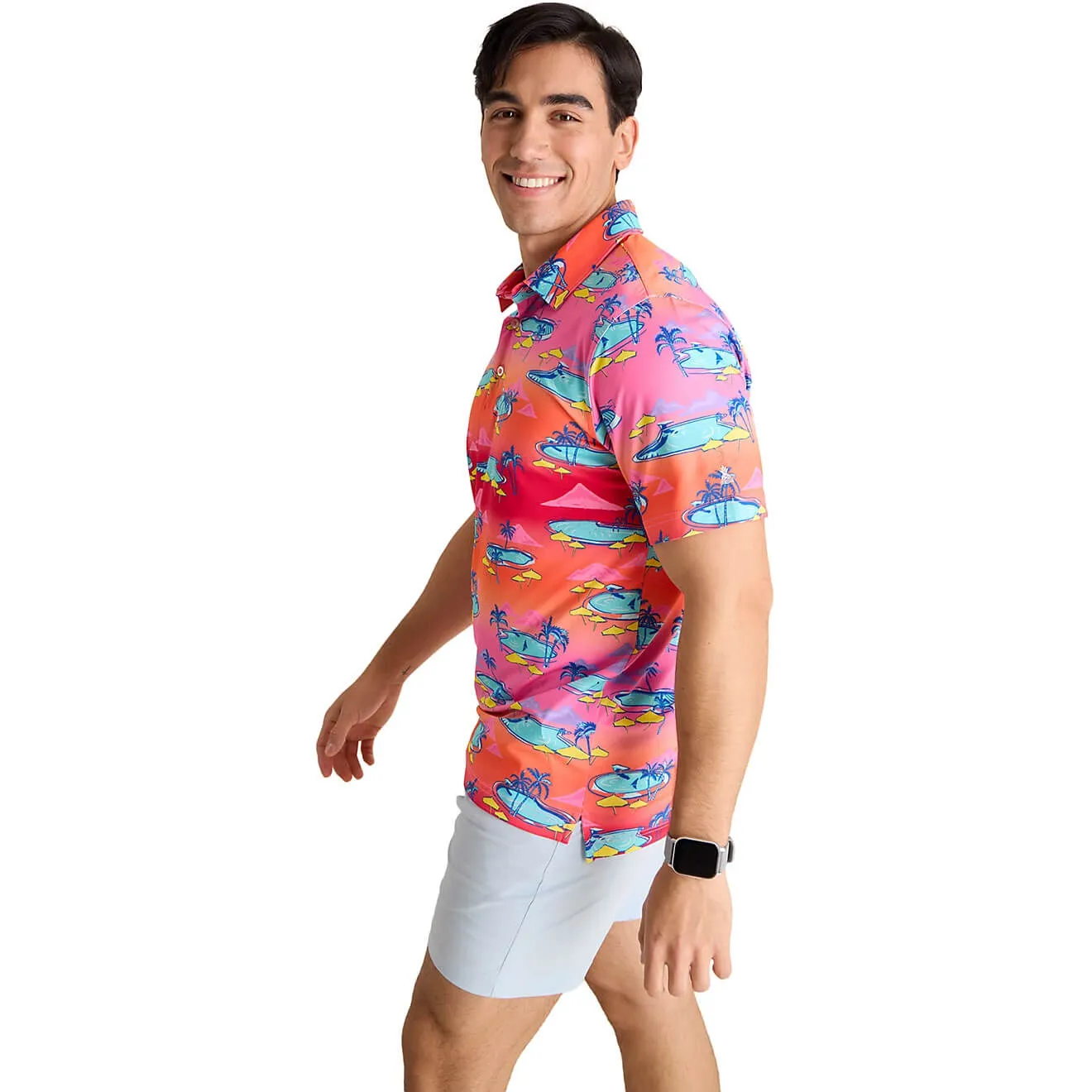 Chubbies The Offsite '24 Performance Polo Shirt - Bright Pink Chubbies Clothing