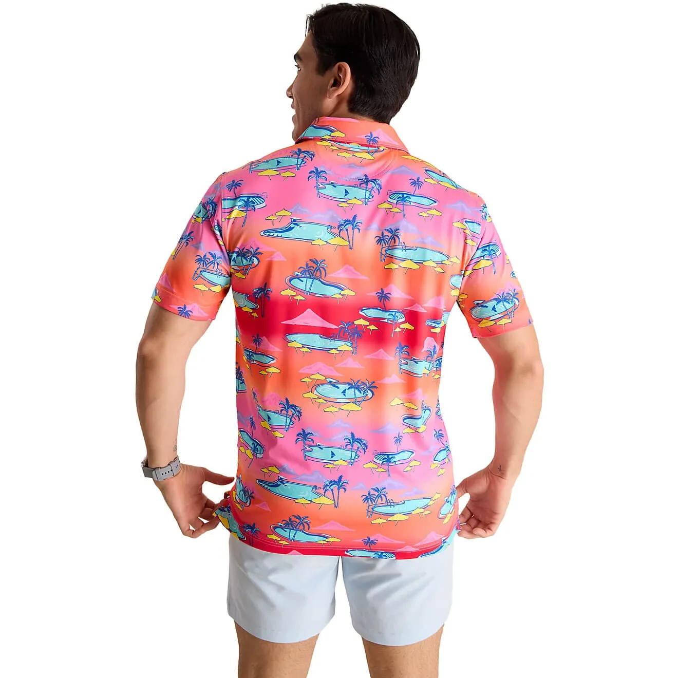 Chubbies The Offsite '24 Performance Polo Shirt - Bright Pink Chubbies Clothing