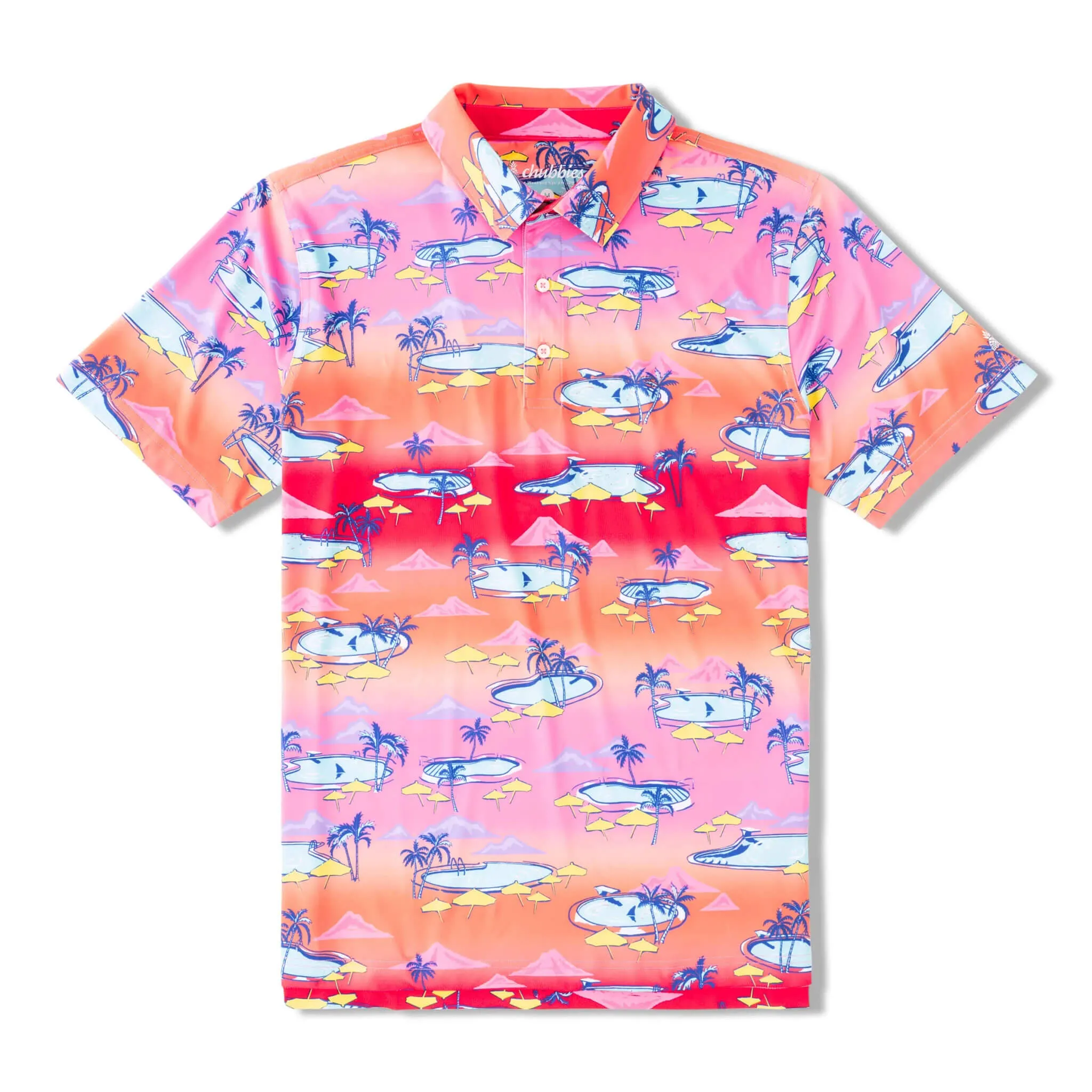 Chubbies The Offsite '24 Performance Polo Shirt - Bright Pink Chubbies Clothing