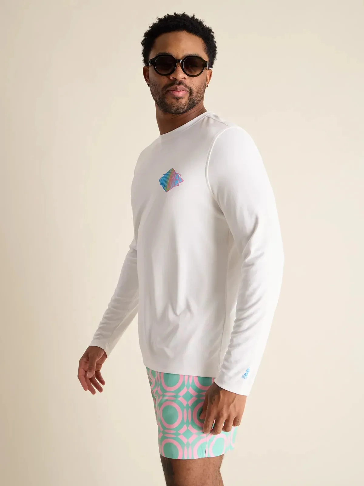 Chubbies The Reflector Long Sleeve Sun Crew Neck T-Shirt - Pure White Chubbies Clothing