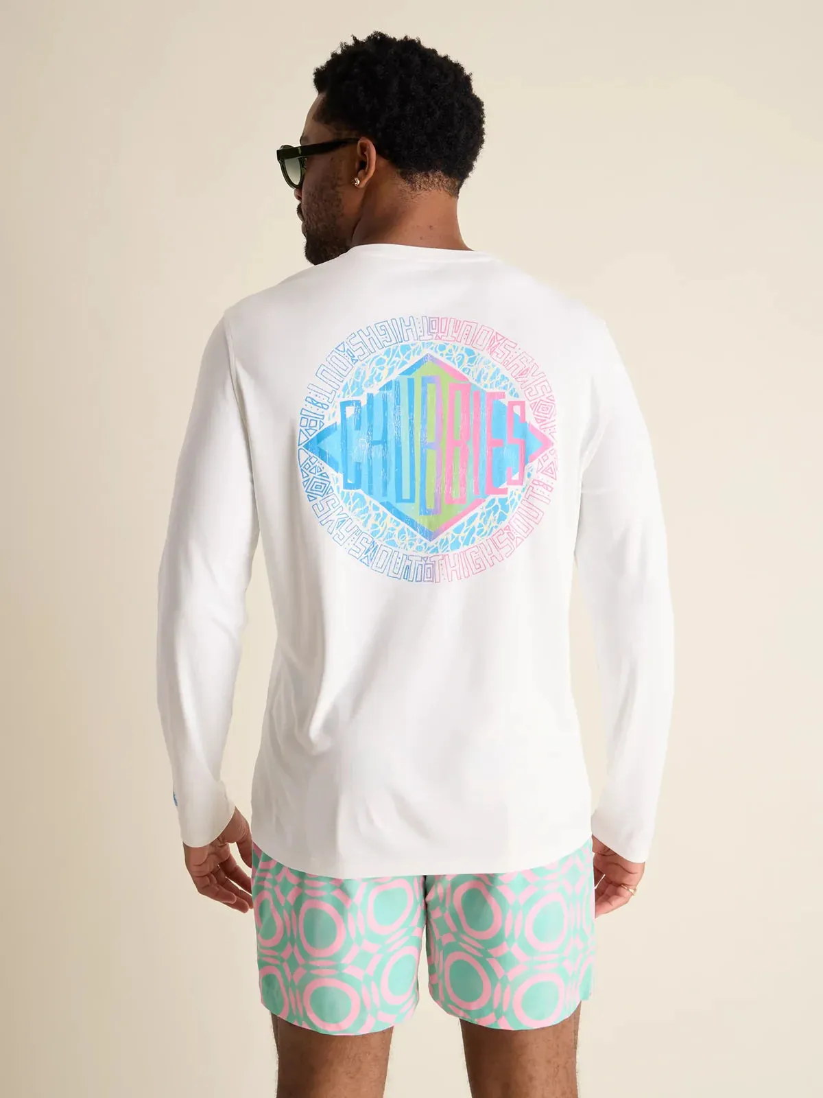 Chubbies The Reflector Long Sleeve Sun Crew Neck T-Shirt - Pure White Chubbies Clothing