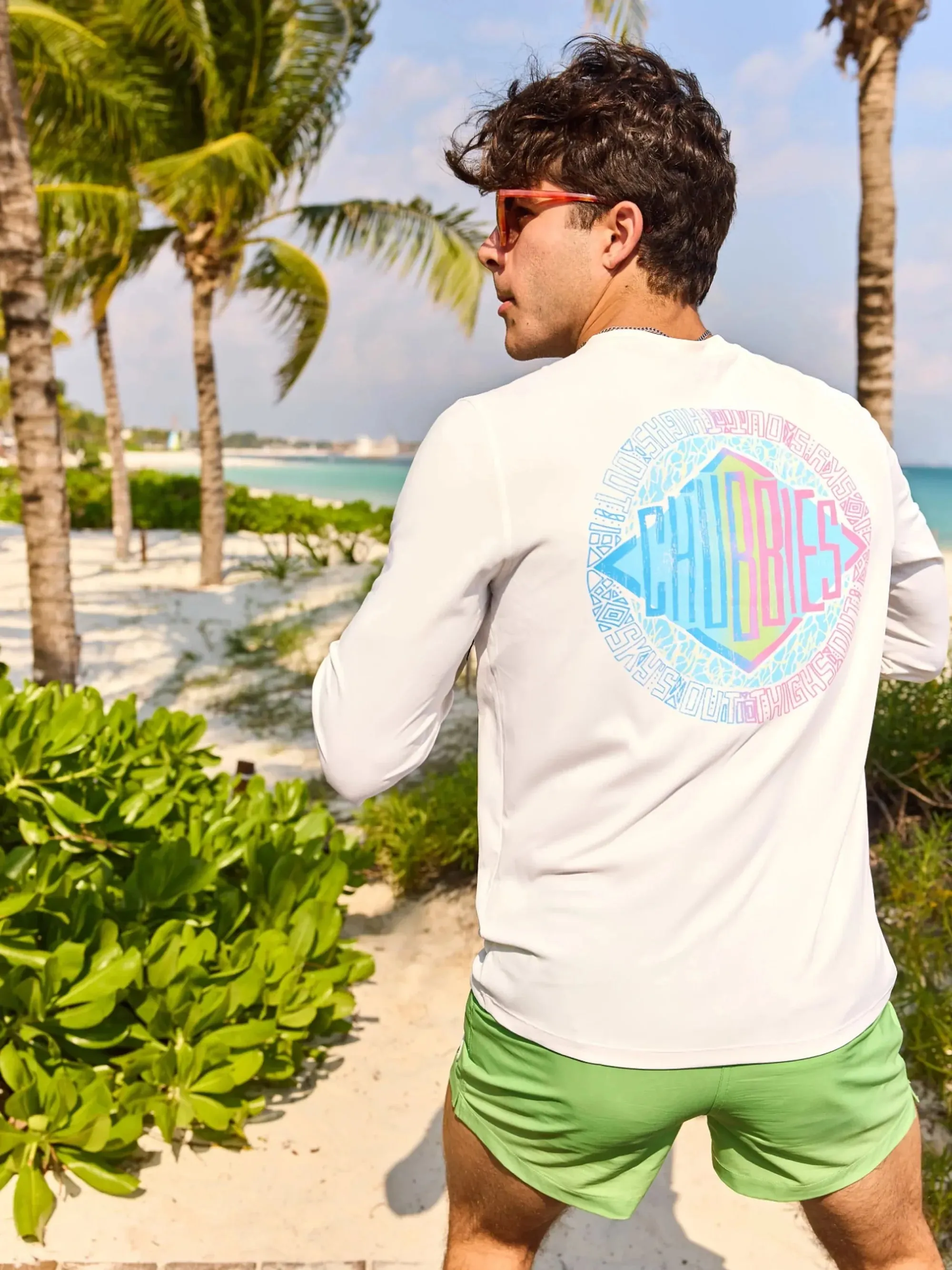 Chubbies The Reflector Long Sleeve Sun Crew Neck T-Shirt - Pure White Chubbies Clothing