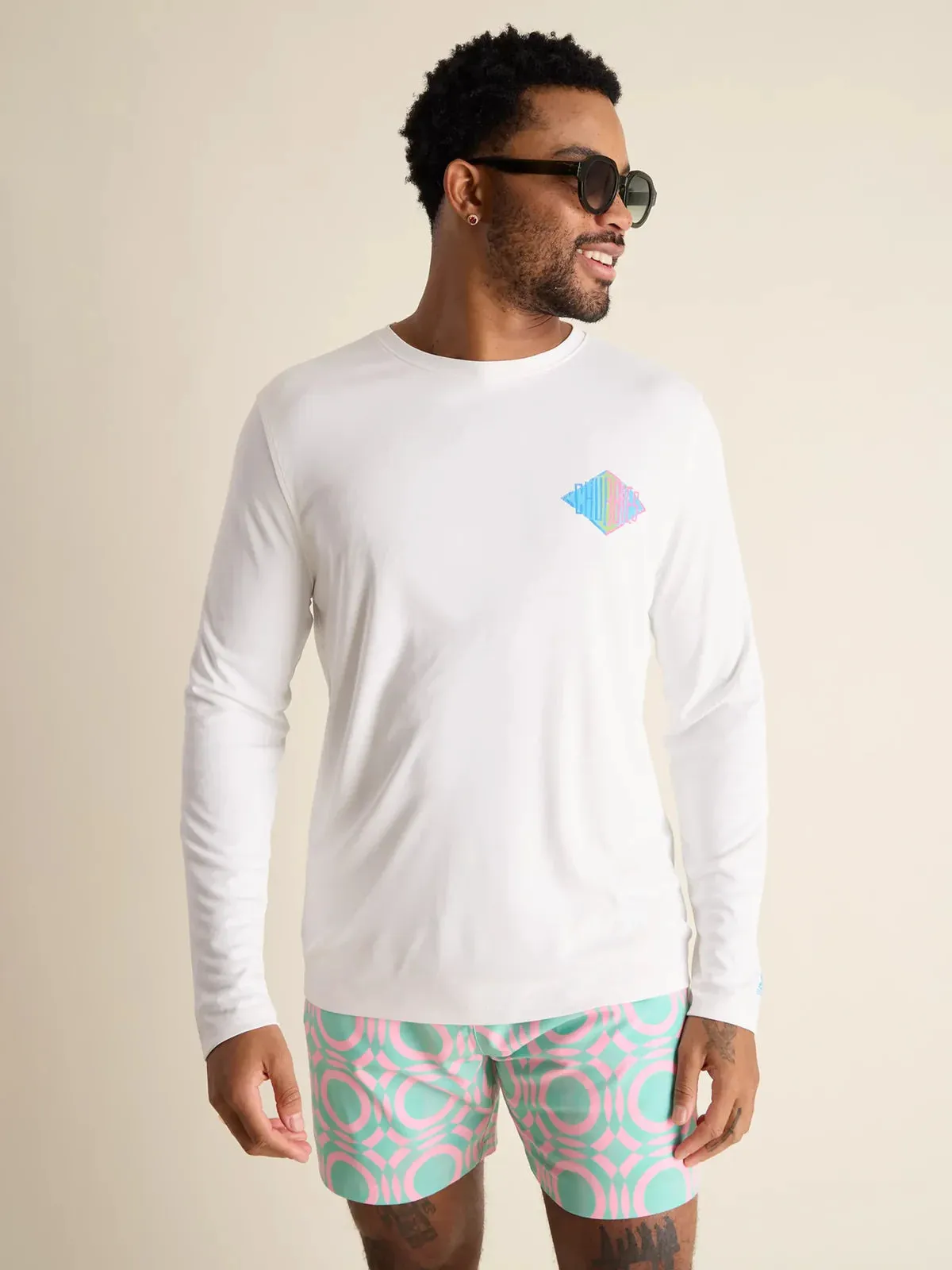 Chubbies The Reflector Long Sleeve Sun Crew Neck T-Shirt - Pure White Chubbies Clothing