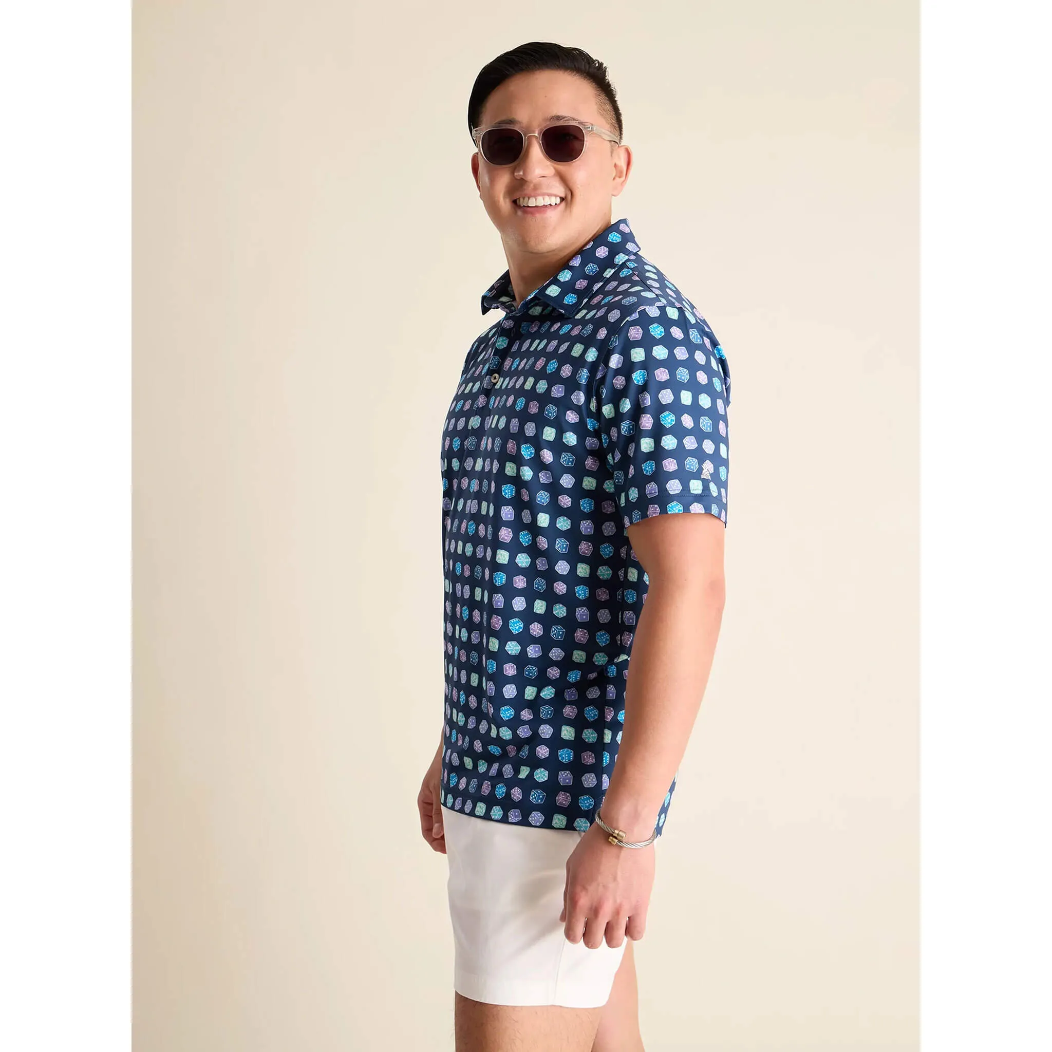 Chubbies The Sugar, Spice & Everything Dice Performance Polo Shirt - Navy Chubbies Clothing