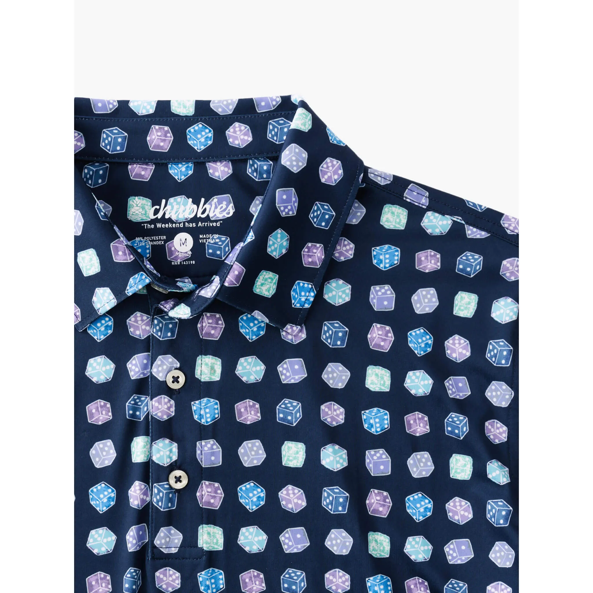 Chubbies The Sugar, Spice & Everything Dice Performance Polo Shirt - Navy Chubbies Clothing