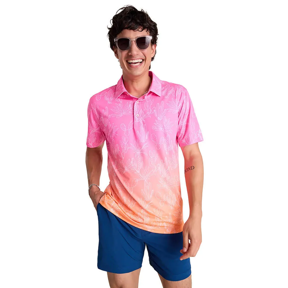 Chubbies The Sunset Succulent Performance Polo Shirt - Bright Pink Chubbies Clothing
