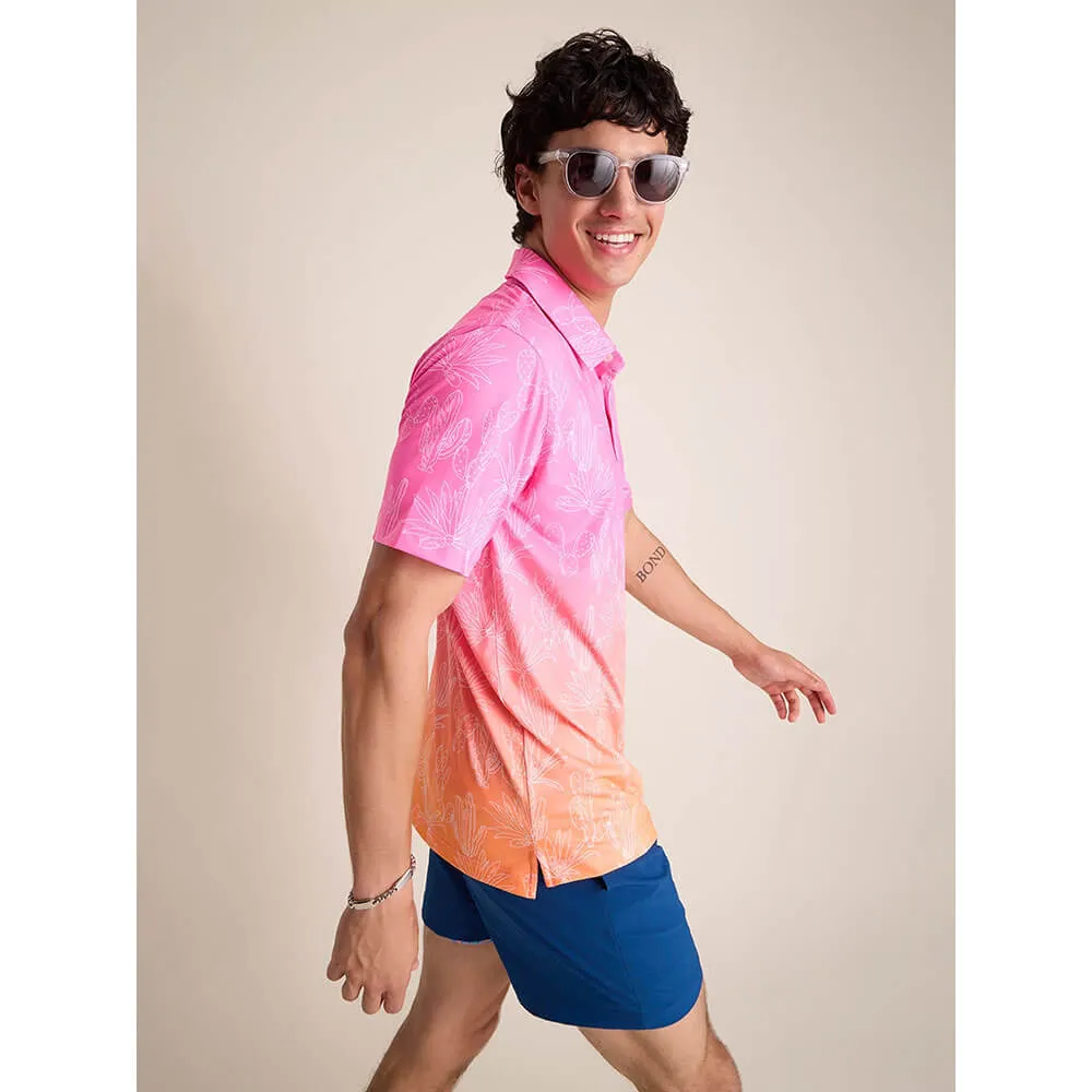 Chubbies The Sunset Succulent Performance Polo Shirt - Bright Pink Chubbies Clothing