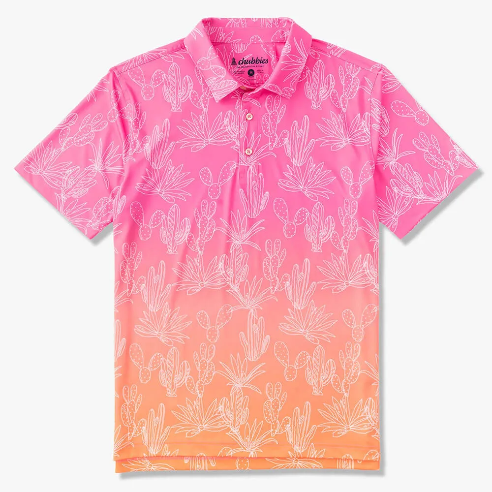 Chubbies The Sunset Succulent Performance Polo Shirt - Bright Pink Chubbies Clothing
