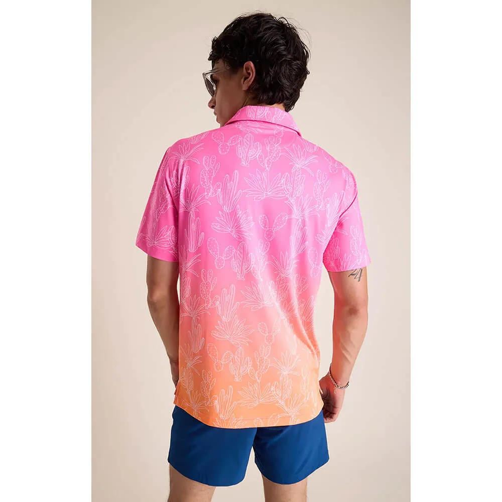 Chubbies The Sunset Succulent Performance Polo Shirt - Bright Pink Chubbies Clothing