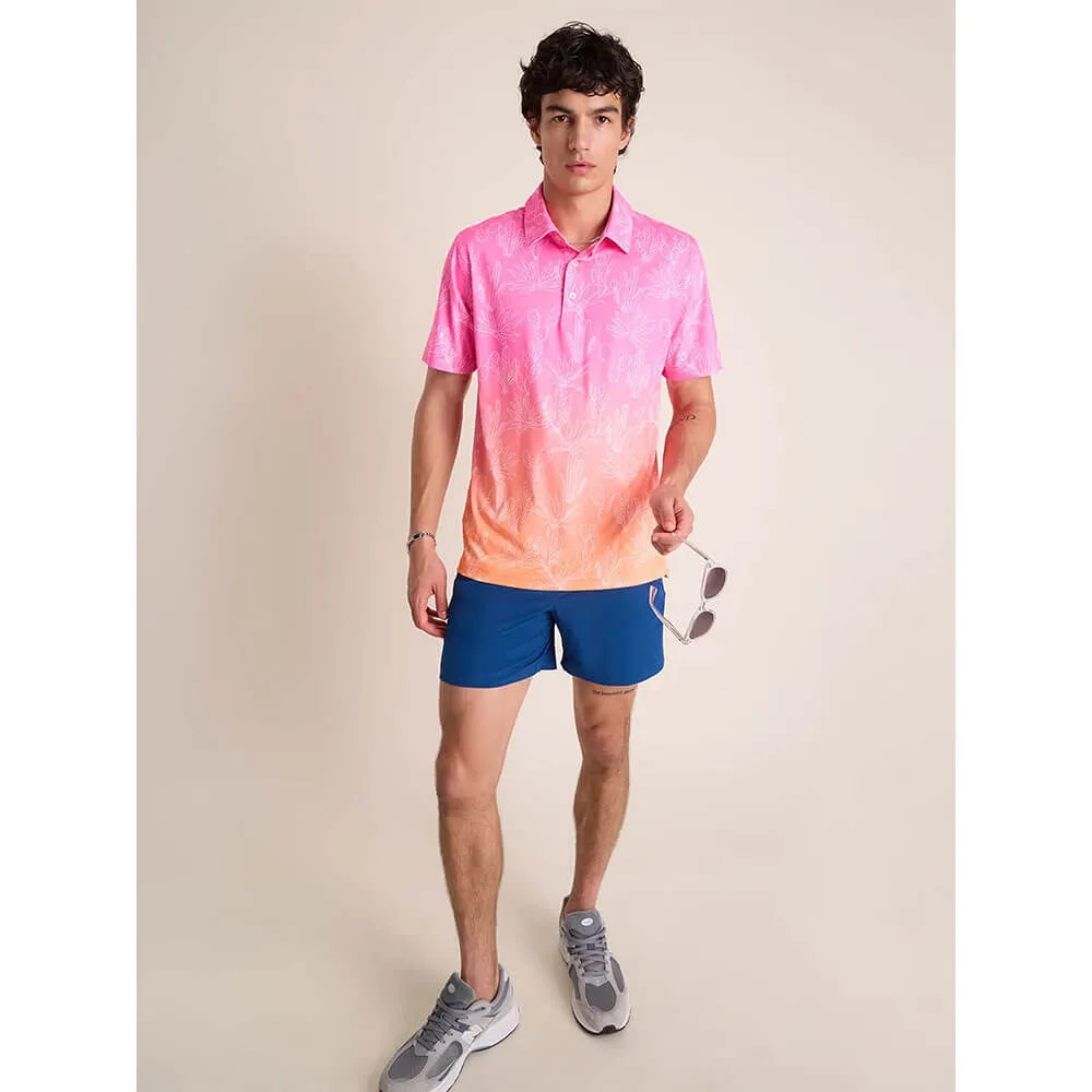 Chubbies The Sunset Succulent Performance Polo Shirt - Bright Pink Chubbies Clothing