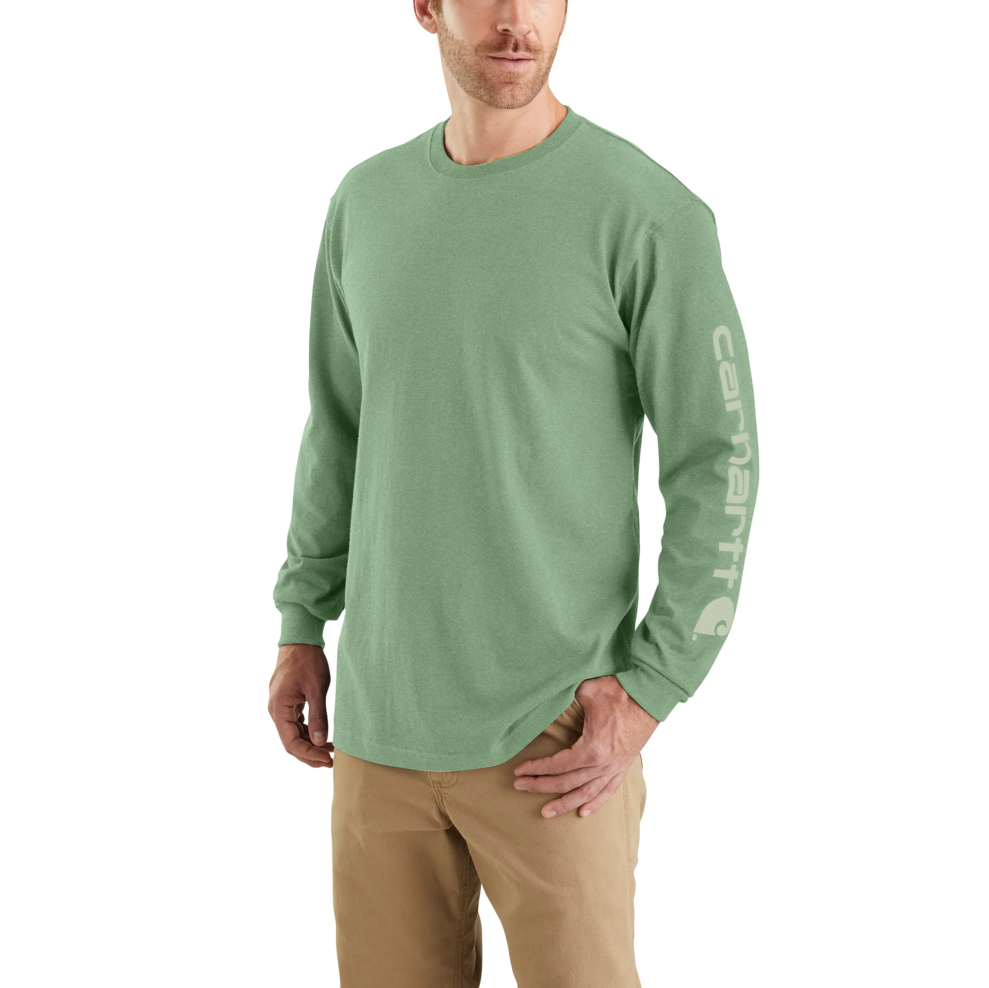 Clothing_Carhartt_Tops Men's Loose Fit Heavyweight Long-Sleeve Logo Sleeve Graphic T-Shirt