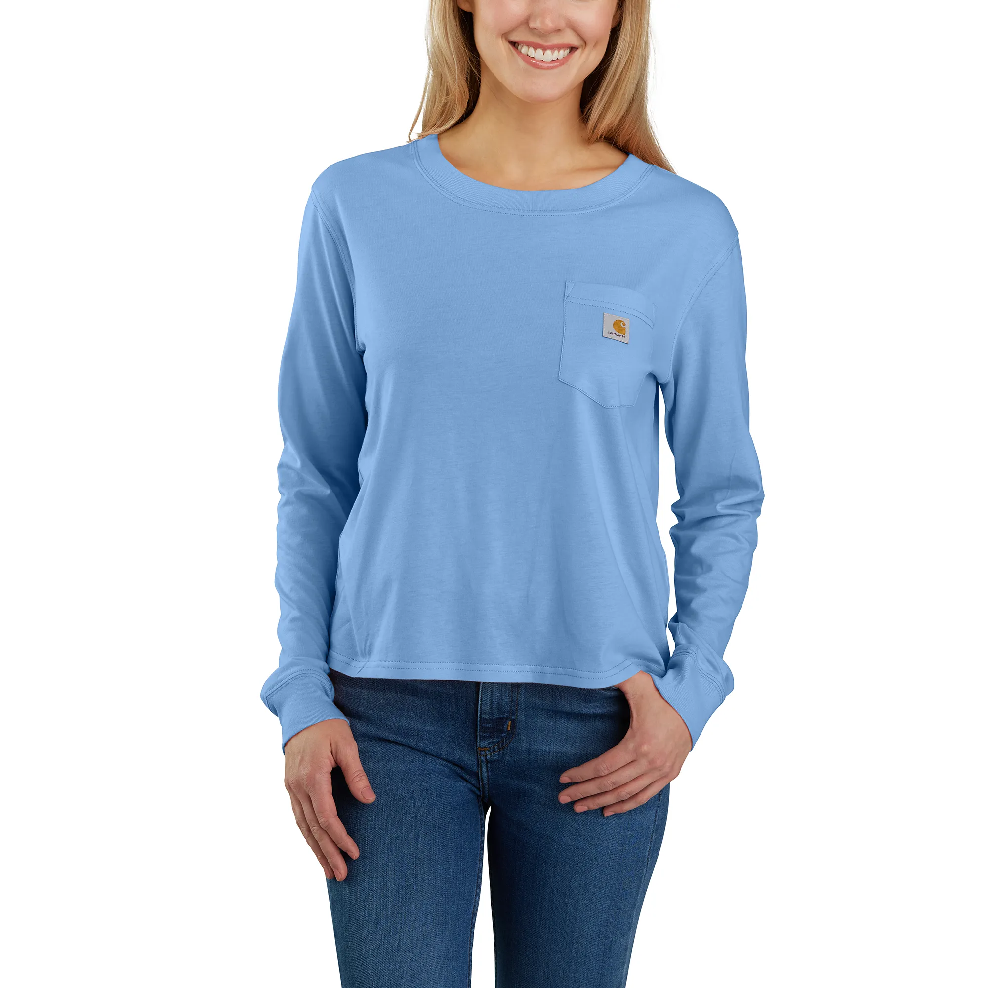 Clothing_Carhartt_Tops Women's Loose Fit Lightweight Long-Sleeve Crewneck Pocket T-Shirt