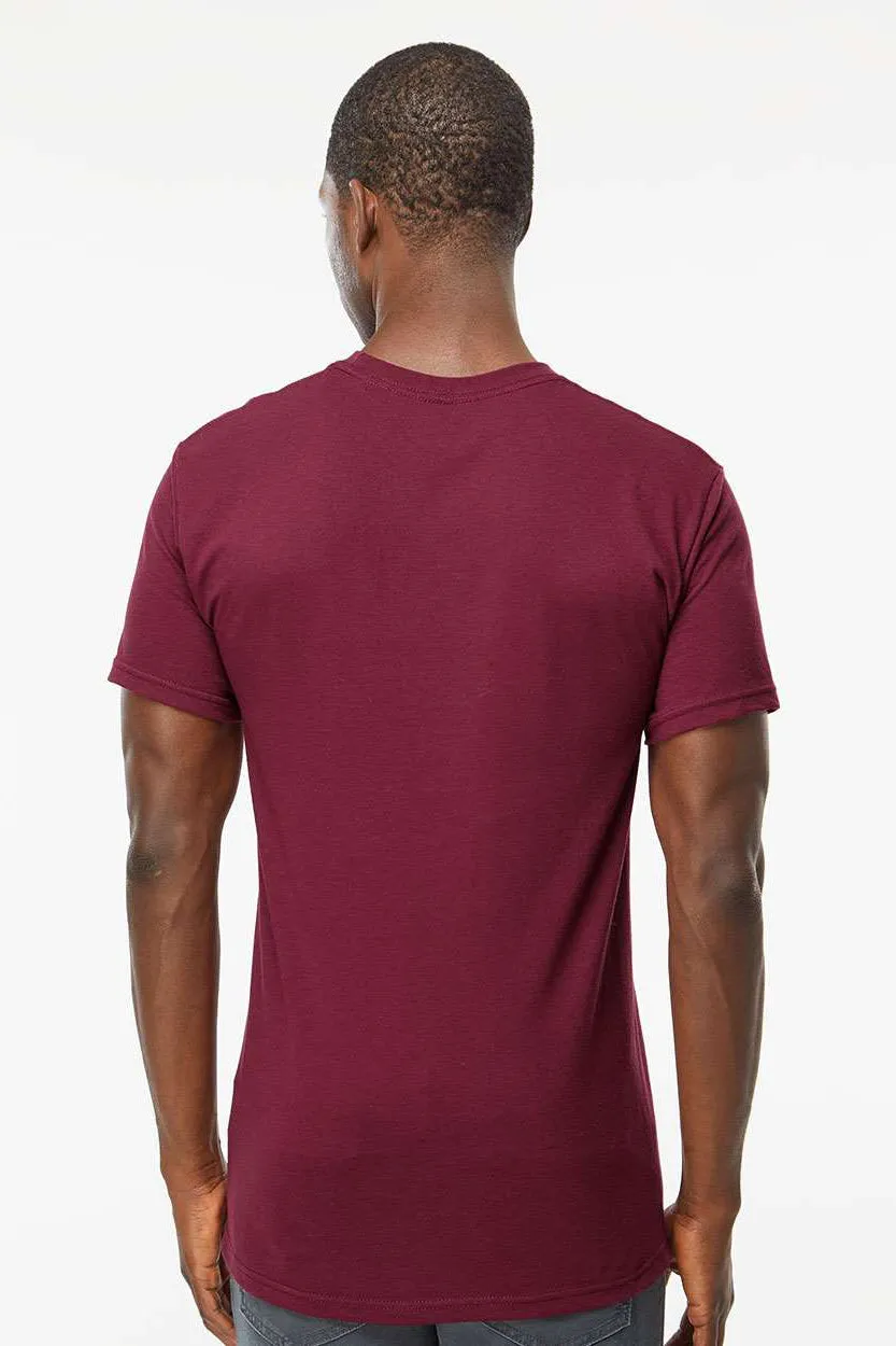 M&O Mens Gold Soft Touch Short Sleeve Crewneck T-Shirt - Maroon Clothing M-O