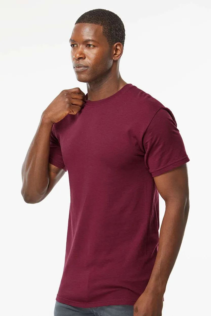 M&O Mens Gold Soft Touch Short Sleeve Crewneck T-Shirt - Maroon Clothing M-O