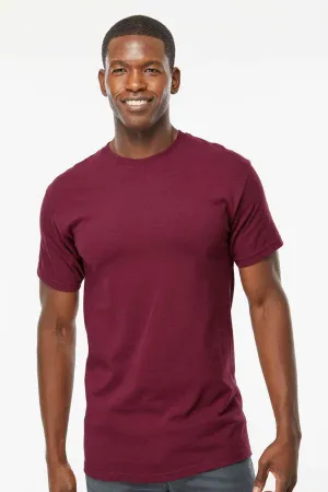 M&O Mens Gold Soft Touch Short Sleeve Crewneck T-Shirt - Maroon Clothing M-O
