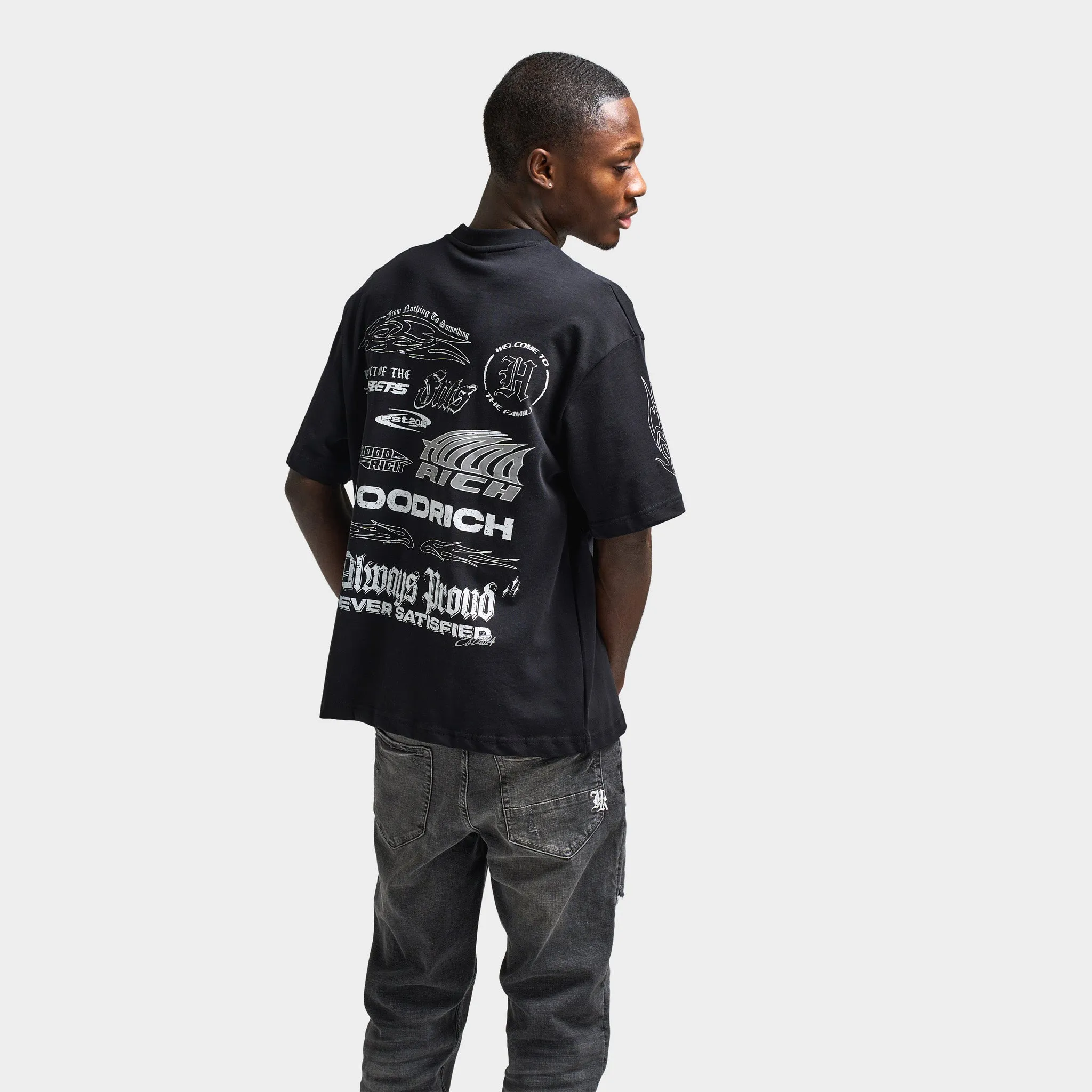 Mens Hoodrich Hoodrich Chroma Oversized Graphic T-Shirt Black / Grey
