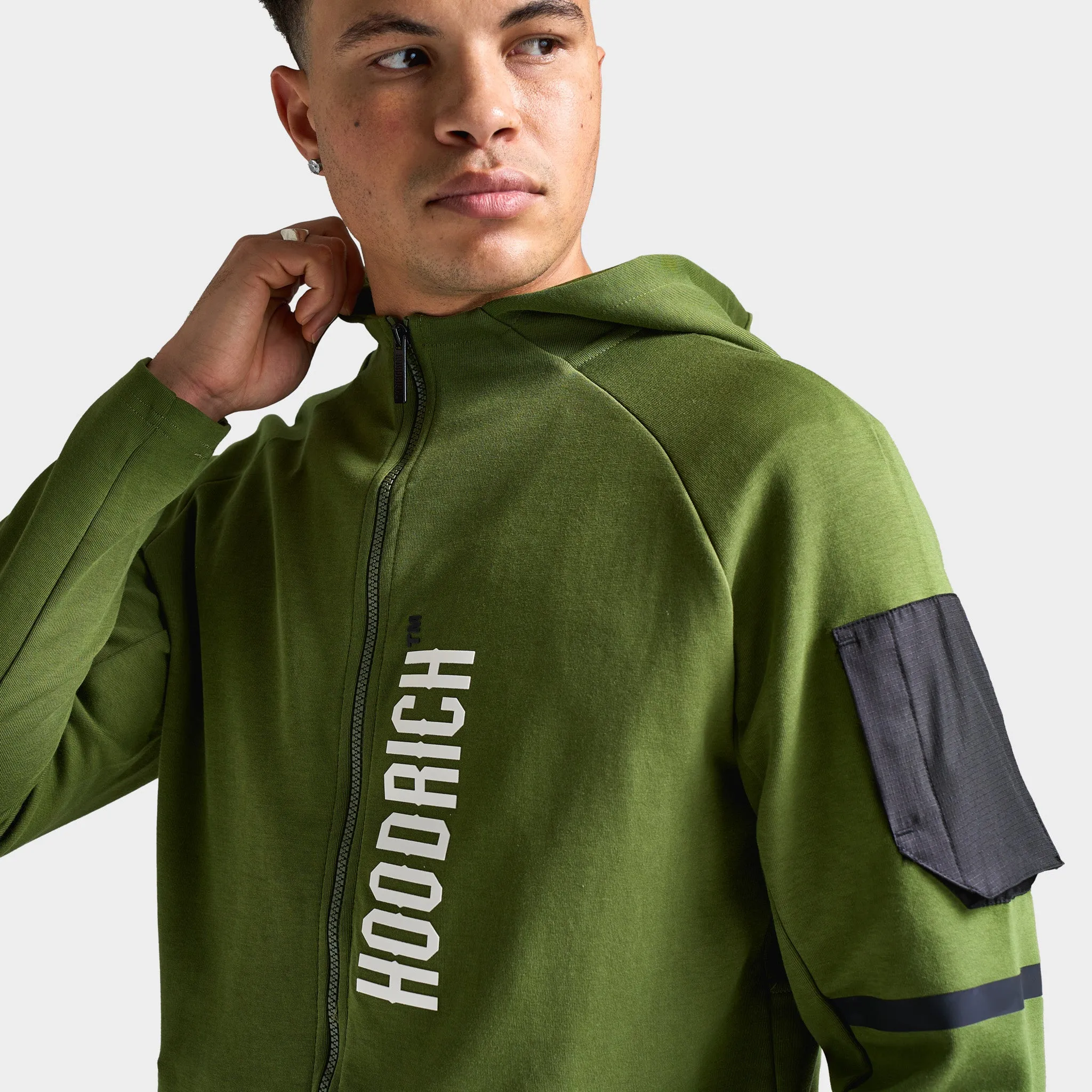 Mens Hoodrich Hoodrich Circuit Hoodie Chive/ White - Black