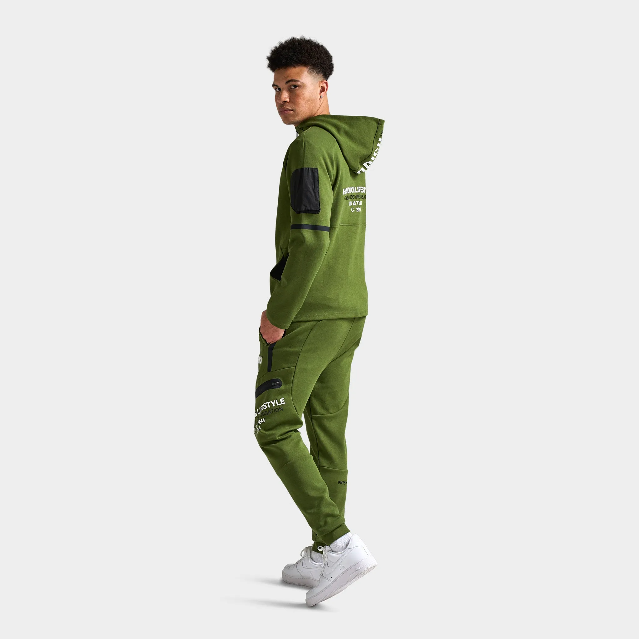 Mens Hoodrich Hoodrich Circuit Hoodie Chive/ White - Black