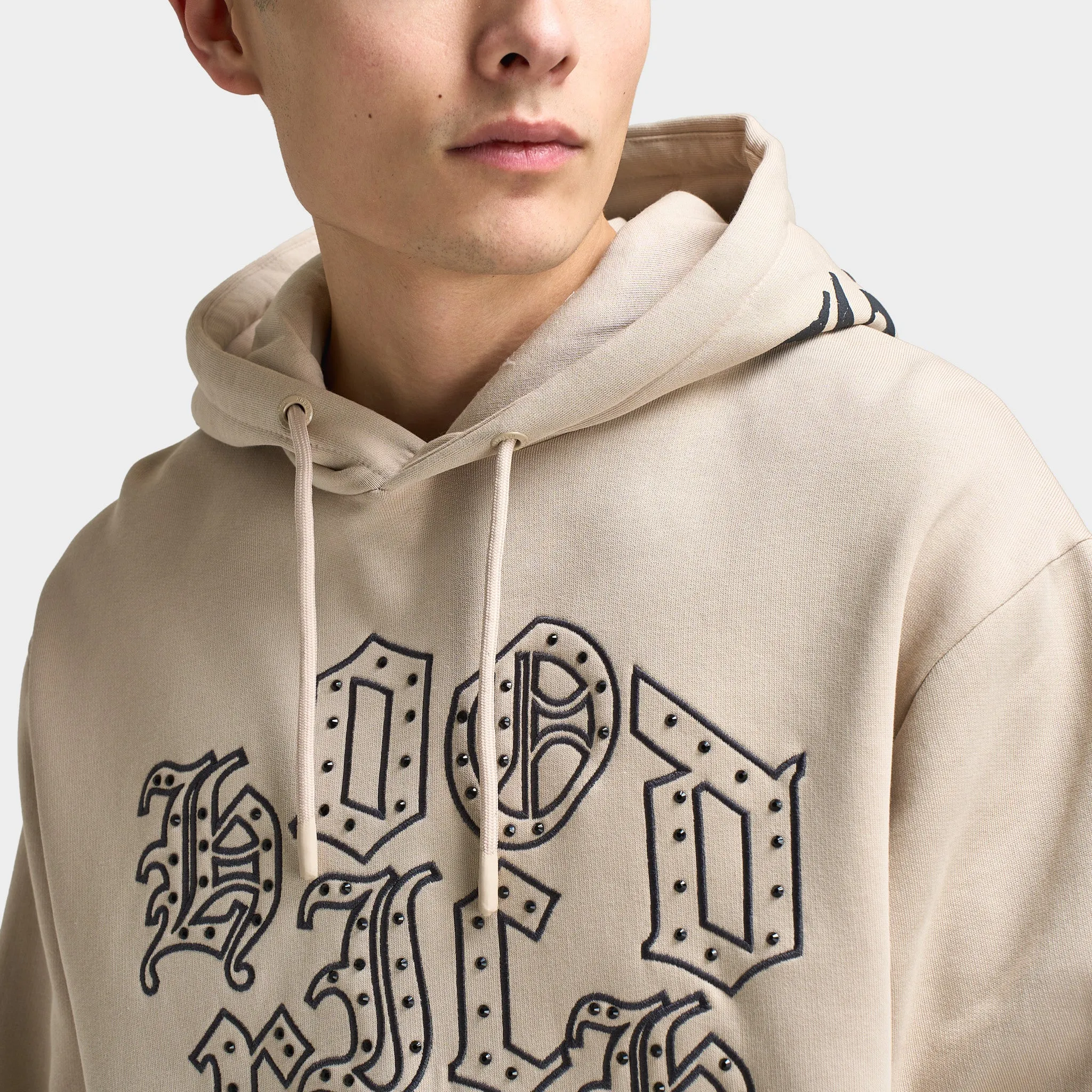 Mens Hoodrich Hoodrich Crown Oversized Hoodie Oxford Tan / Asphalt - Black