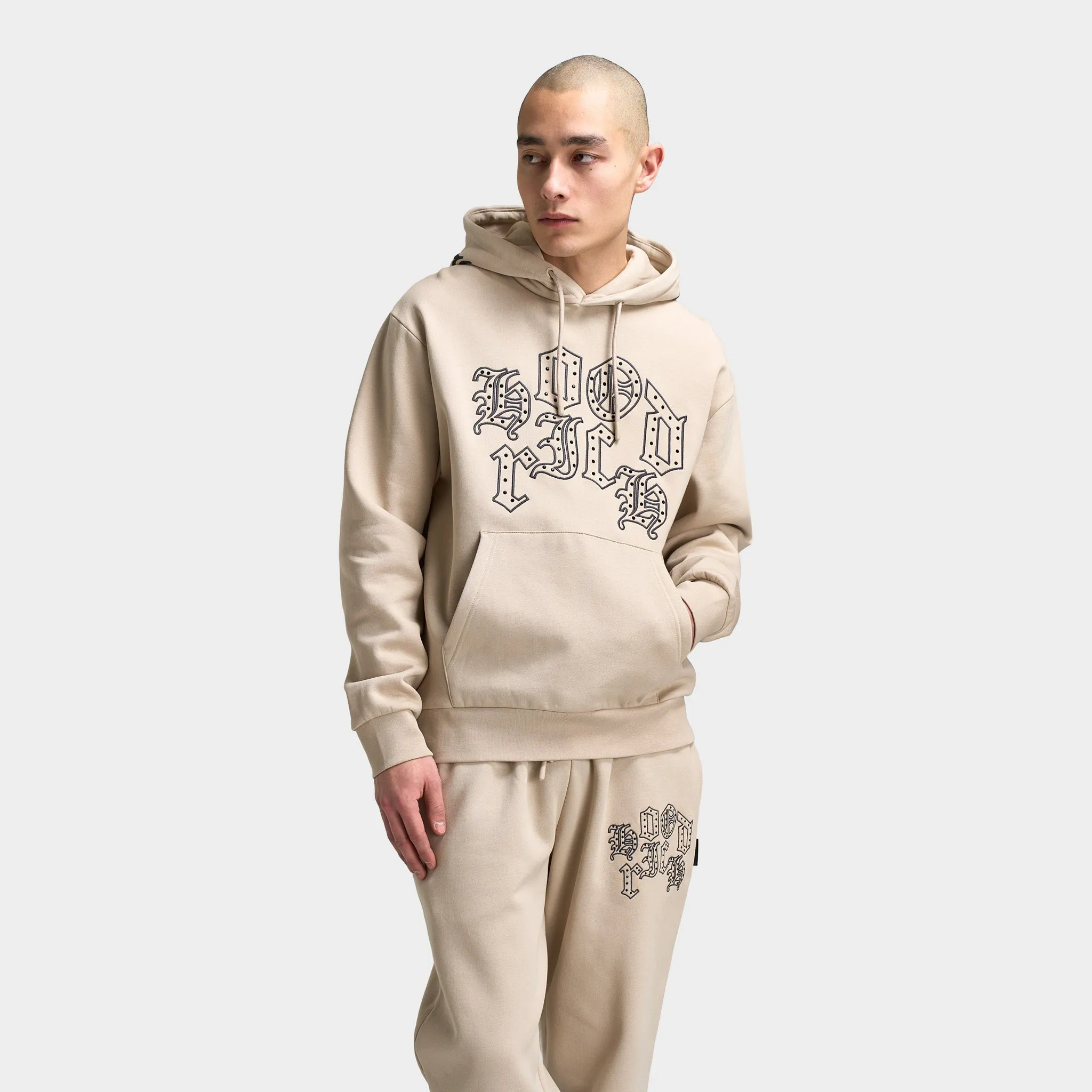 Mens Hoodrich Hoodrich Crown Oversized Hoodie Oxford Tan / Asphalt - Black