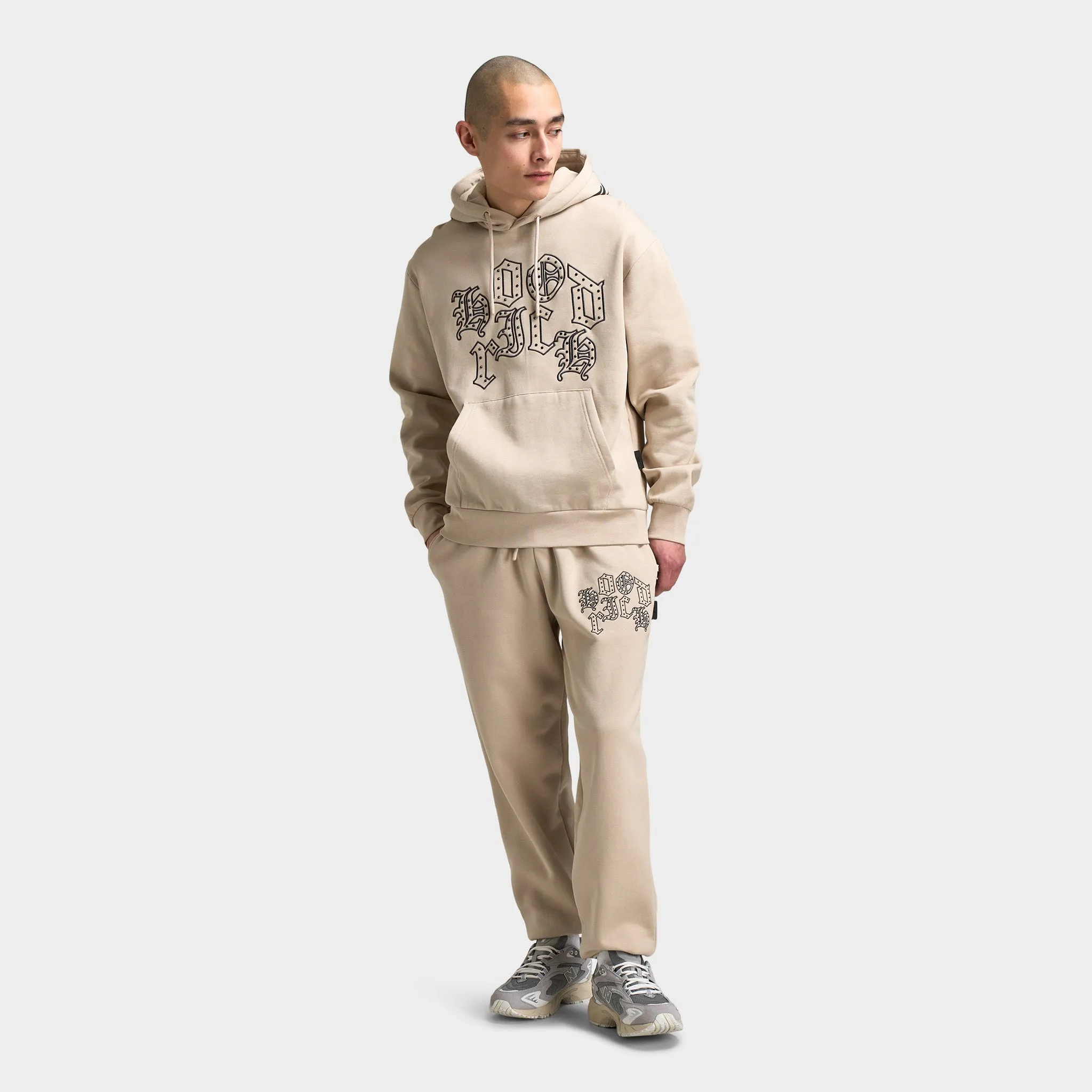 Mens Hoodrich Hoodrich Crown Oversized Hoodie Oxford Tan / Asphalt - Black