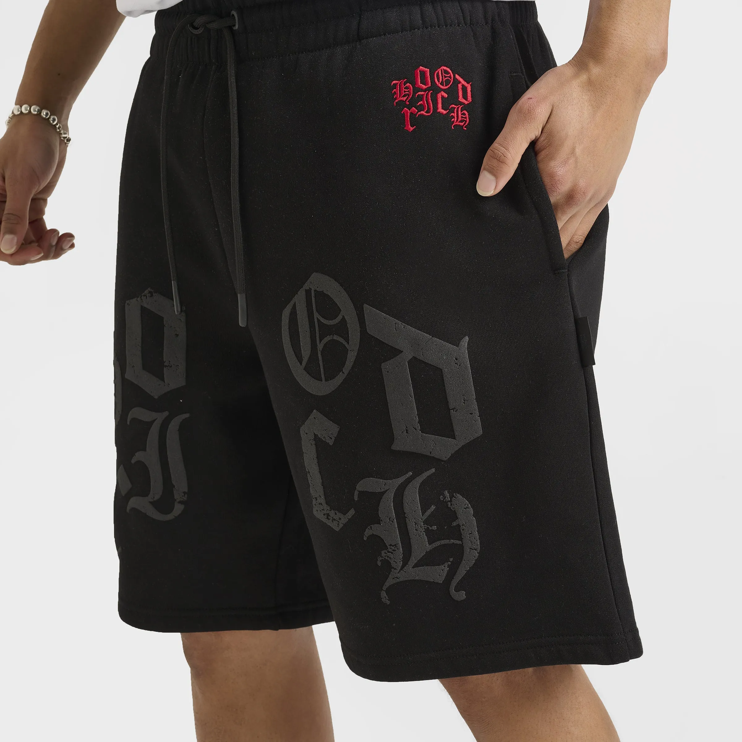Mens Hoodrich Hoodrich Crown Oversized Shorts Black / Lychee