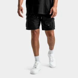 Mens Hoodrich Hoodrich Defense Woven Cargo Shorts Black / White - Cyber Yellow