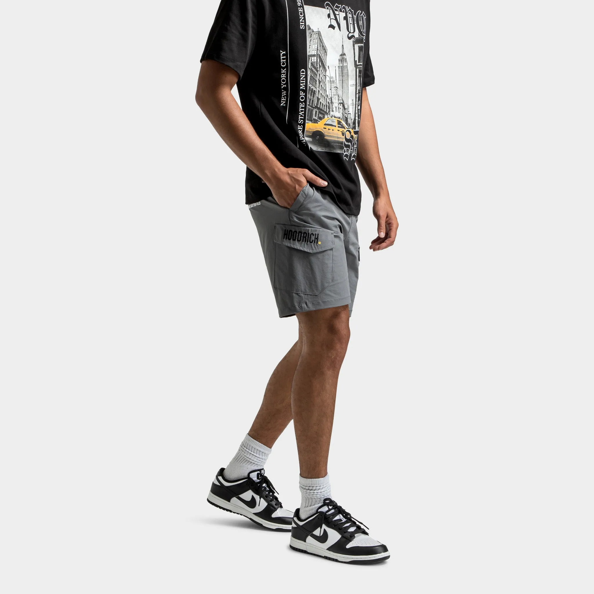 Mens Hoodrich Hoodrich District Woven Cargo Shorts Lava Smoke / Black - Lychee