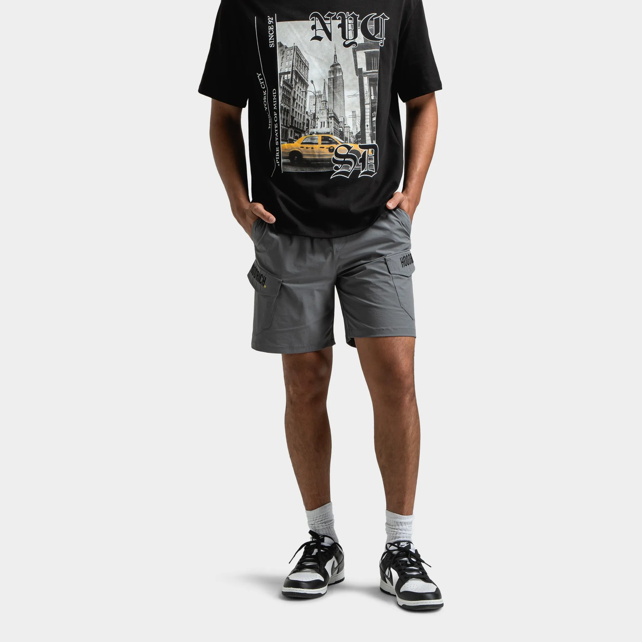 Mens Hoodrich Hoodrich District Woven Cargo Shorts Lava Smoke / Black - Lychee